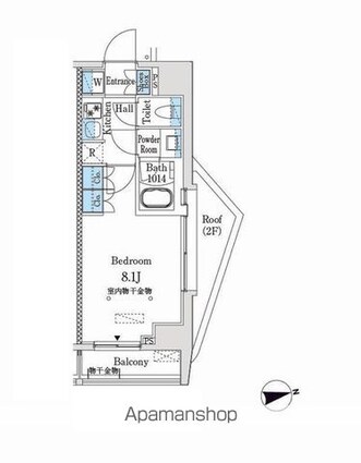 市谷仲之町ビューアパートメント[1K/25.11m2]の間取図