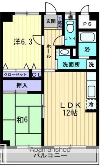 ジュアン三条[2LDK/60.28m2]の間取図