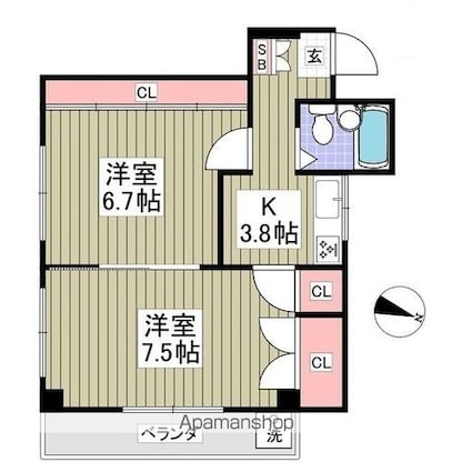 小茂根ビル[2K/36.28m2]の間取図