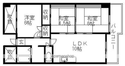 パールハイツ打出浜[3LDK/63.5m2]の間取図