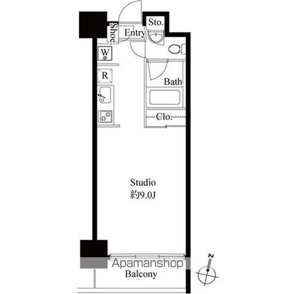 グレンパーク秋葉原イースト[1K/26.21m2]の間取図
