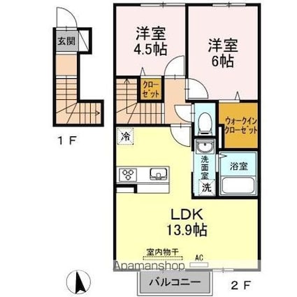 グランツ上薬王寺[2LDK/59.57m2]の間取図