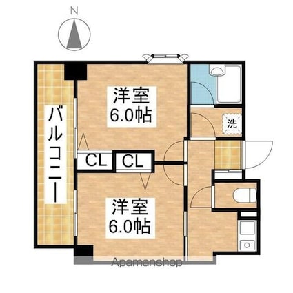 プレズントヨシダ[2K/34.51m2]の間取図