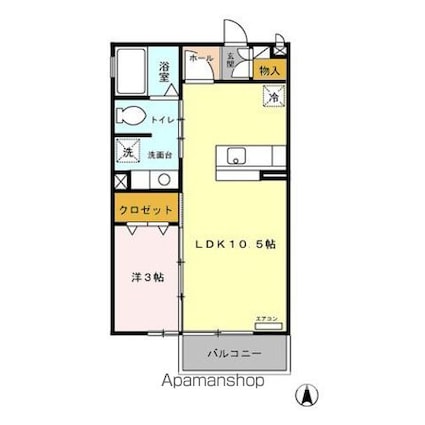 ルーエ三本柳　ＡＢ[1LDK/33.39m2]の間取図