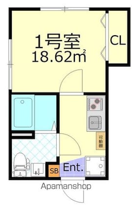 ルーエ南小岩[1K/18.62m2]の間取図