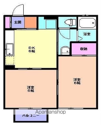 コアロード桜町[2DK/40.58m2]の間取図