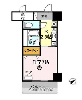 サンタウン竹鼻　Ａ[1K/25.2m2]の間取図