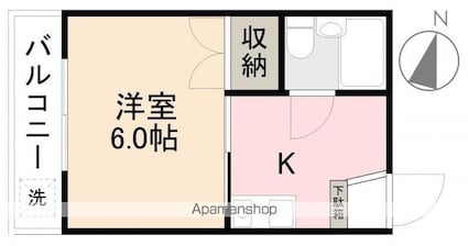 香川県高松市仏生山町甲[1K/21.28m2]の間取図