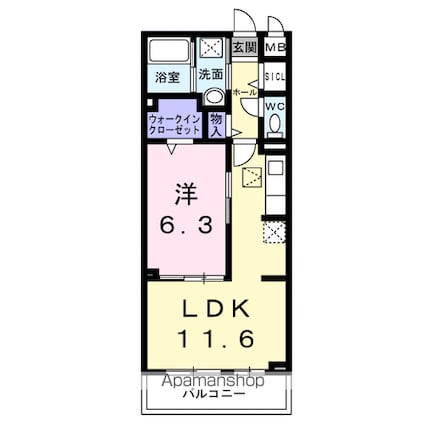 ルーチェ[1LDK/42.59m2]の間取図