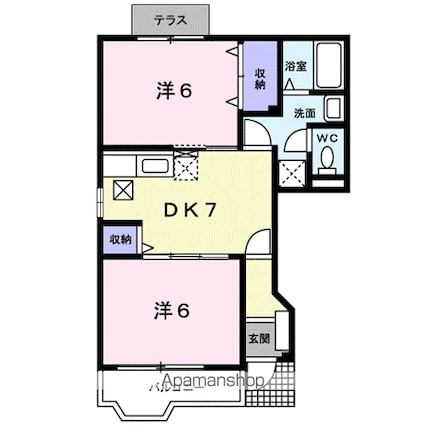 サニーヴィラ弐番館[2DK/44.34m2]の間取図