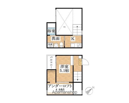 ラフェリオ[1R/22.34m2]の間取図