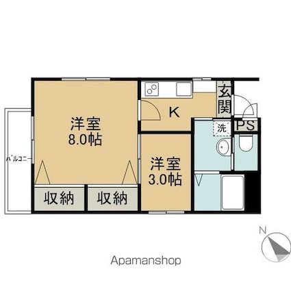 メゾンチヒロ[1LDK/35.44m2]の間取図