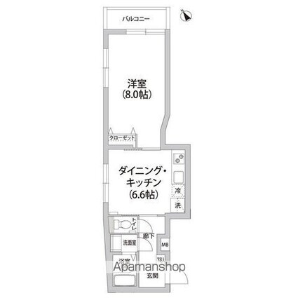 モン・シャトー上高田[1DK/33.78m2]の間取図