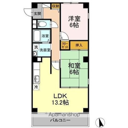 フォブール西公園[2LDK/59.06m2]の間取図