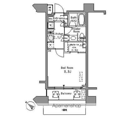 パークアクシス西ヶ原[1K/29.89m2]の間取図