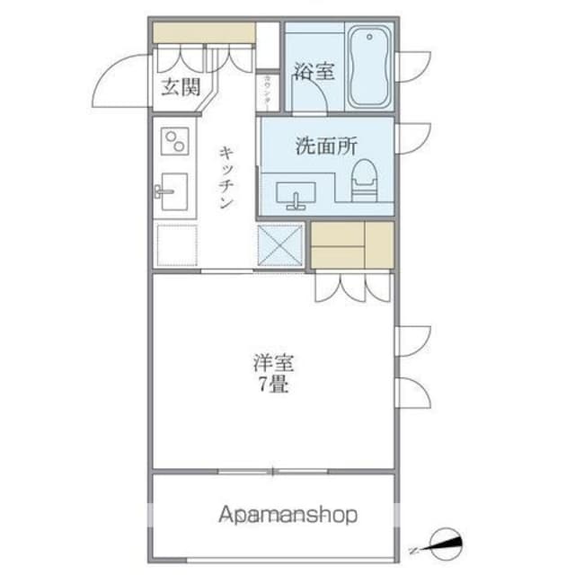ハリーズ世田谷代田[1K/25.12m2]の間取図