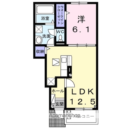 プロスペリテⅠ[1LDK/44.7m2]の間取図