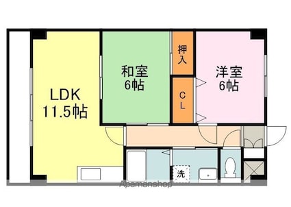 広島県福山市草戸町３丁目[2LDK/50.81m2]の間取図