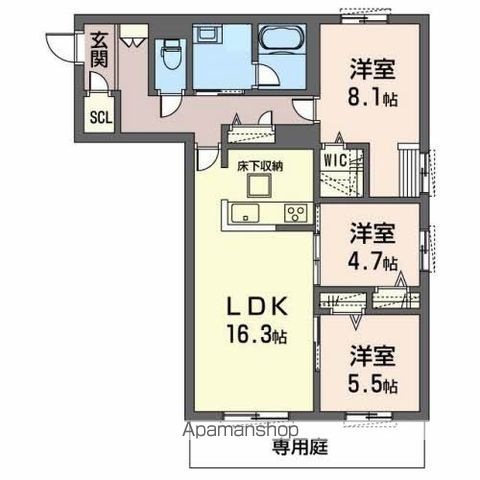 オカバ姫路青山シャーメゾン Bの間取り写真