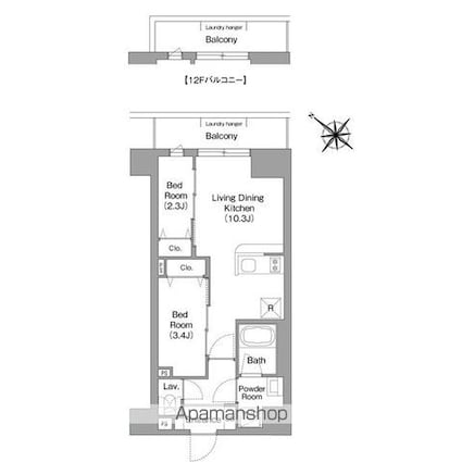 コンフォリア・リヴ豊洲キャナル[2LDK/39.8m2]の間取図