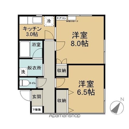 青森県青森市大字横内字神田[2K/44.71m2]の間取図