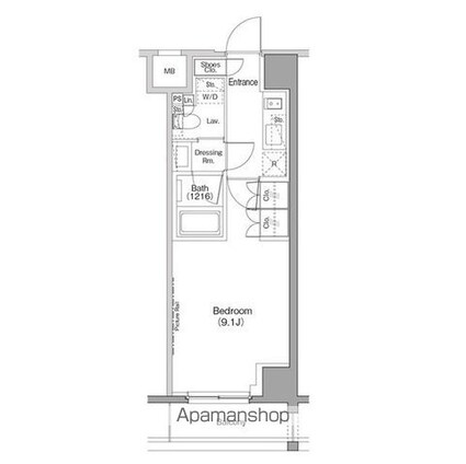 ザ・パークハビオ恵比寿プレイス[1R/28.46m2]の間取図