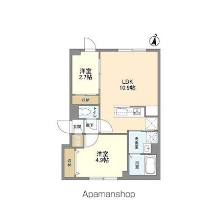 ウェルスクエア西新宿五丁目[2LDK/41.81m2]の間取図
