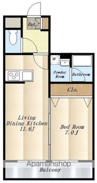 東京都三鷹市新川６丁目[1LDK/46.4m2]の間取図