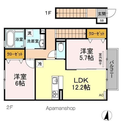 トゥールモンド[2LDK/62.93m2]の間取図