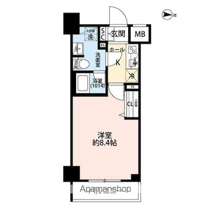 プレール・ドゥーク本所吾妻橋Ⅴ[1K/25.46m2]の間取図