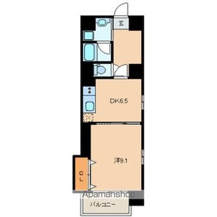ヴィアーレ勾当台Ⅰ[1DK/42.56m2]の間取図