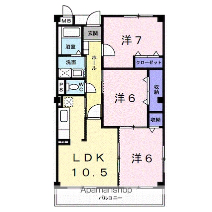 カーサグリーンⅡ[3LDK/66.21m2]の間取図