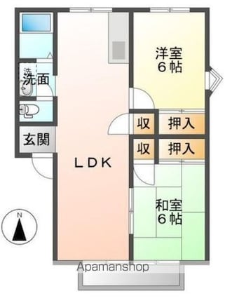 香川県高松市太田下町[2LDK/57.81m2]の間取図