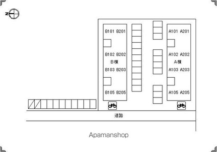 プリオールエフ　Ａ棟[3DK/53.86m2]の配置図