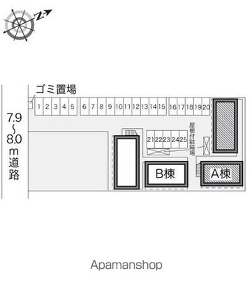 レオパレス新涯ロータスＡ棟[1K/23.18m2]の配置図