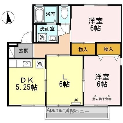 シャルマン沢村　Ｂ[2LDK/55.44m2]の間取図