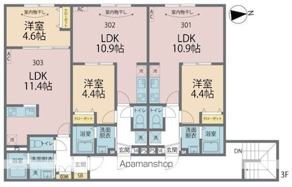 カインドネス八王子元横山町[1LDK/34.78m2]の間取図