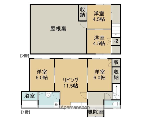 根室本線 芦別駅 徒歩20分 2階建 築52年の間取り写真