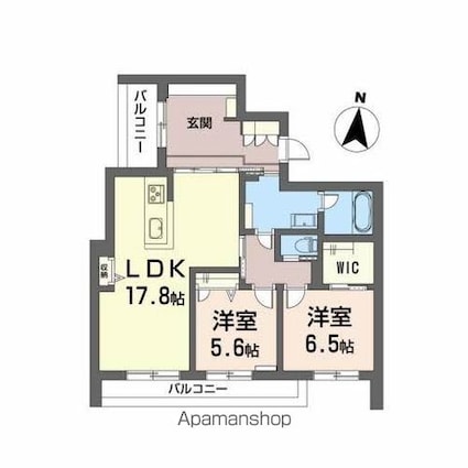 アミコートＢＥＬＳ認証[2LDK/80.91m2]の間取図