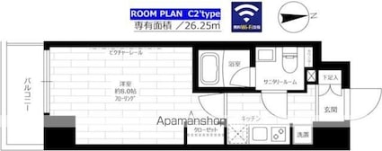 グランドコンシェルジュ池袋本町イースト[1K/26.25m2]の間取図