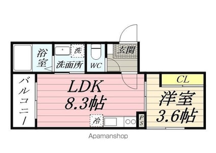 ソーサリー柏木[1LDK/29.27m2]の間取図