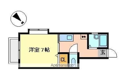 サントロペＢ[1K/24.09m2]の間取図