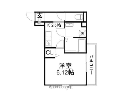 Ｓｕｒｆｉｎｉａ堅田[1K/24.77m2]の間取図