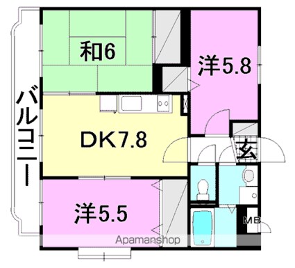 ユーミー林[3DK/56.85m2]の間取図