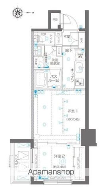 ＺＯＯＭ高田馬場[2K/30.6m2]の間取図