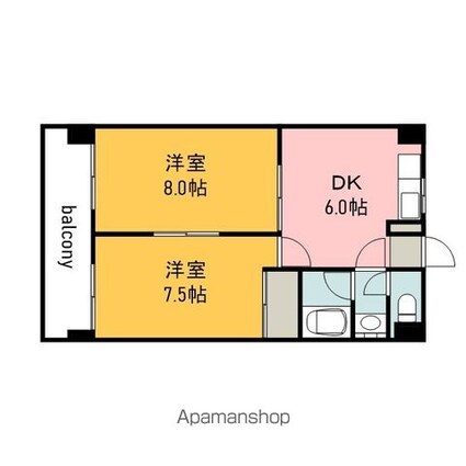 広島県広島市西区己斐上１丁目[2DK/50m2]の間取図