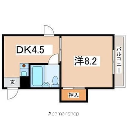 大阪府大阪市阿倍野区阪南町５丁目[1DK/25m2]の間取図