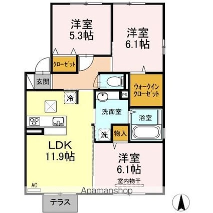 Ｄーｒｏｏｍ黄葉[3LDK/68.75m2]の間取図