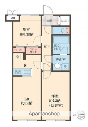 Ｌｉｂｅｒｔｅ沼袋[2LDK/49.62m2]の間取図