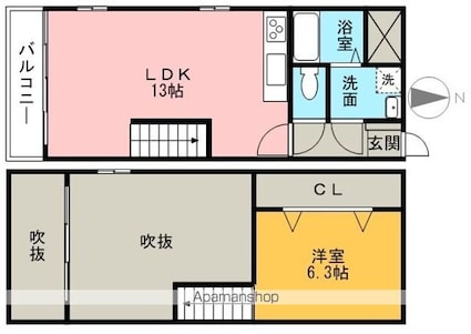 リューレント河原町[1LDK/45.13m2]の間取図